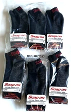 6 PAIRS Men's BLACK SNAP ON Ankle Socks LARGE FREE SHIPPING MADE IN USA NEW