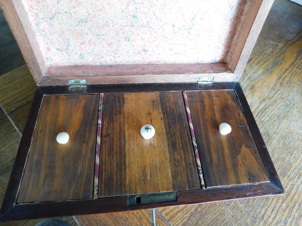 Antiguo carrito de té inglés Hepplewhite caoba-papel pintado antiguo-llave Org c. 1790 Foto 2 de 4