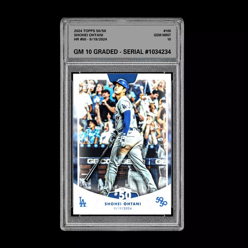 Graded 10 SHOHEI OHTANI HR #50 - 2024 Topps 50/50 Card #100 Dodgers MLB History