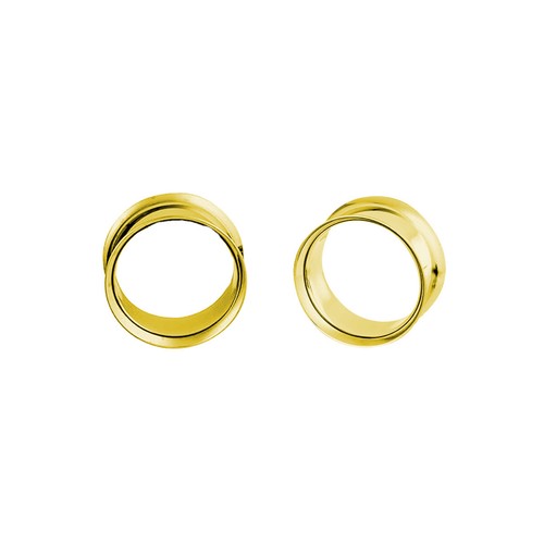 Pair of Surgical Steel PVD Gold Double Flare Ear Tunnels Earlets Gauges Plugs - Picture 87 of 109