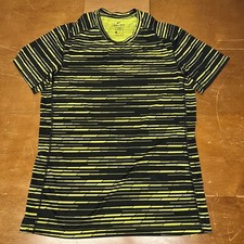 Nike Shirt Mens Medium Yellow Black Dri Fit Miler Running Short Sleeve Fitted