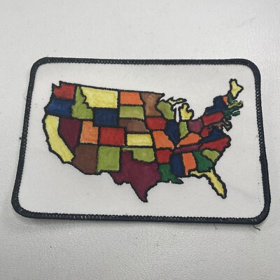 VINTAGE Kinda Big USA STATE MAP Patch (Has Been Colored In) T048