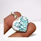 White Turquoise Gemstone Heart Pendant 925 Sterling Silver Plated Jewelry 1.5"In