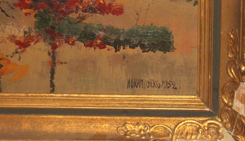 1952 Post impressionist oil painting landscape signed - Picture 10 of 12