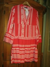 boohoo Plus Aztec Smock Dress Red Size 18 NWT