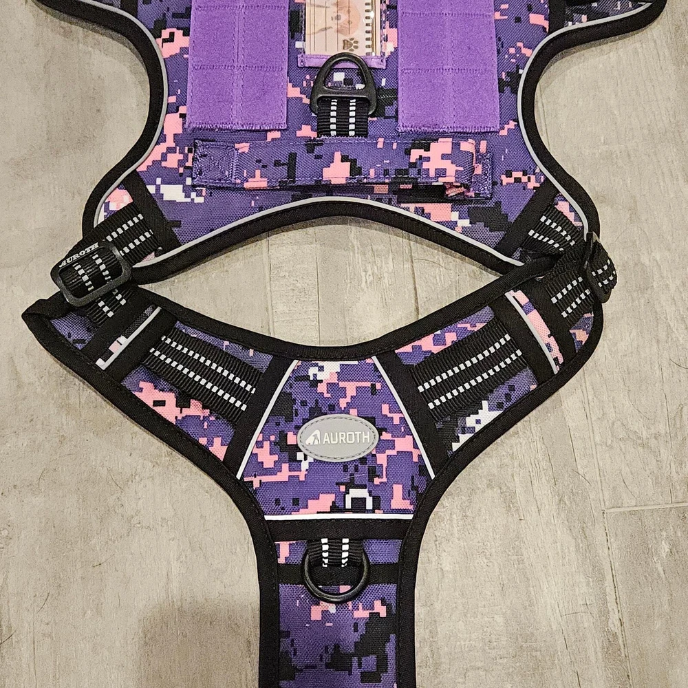 Dog Harness Size L Red Purple Camo Adjustable 4 Buckle Soft Padded Vest