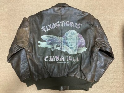 AVIREX A-2 Flight Leather Jacket Flying Men's Size XS Brown Back Paint Japan F/S
