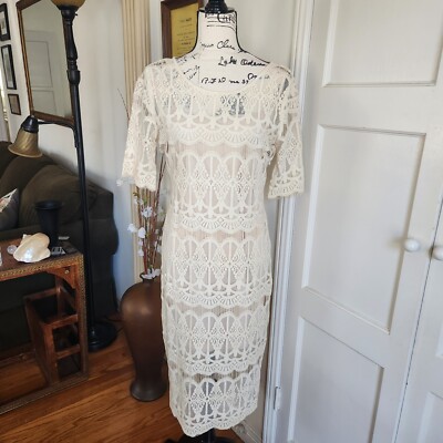 J.O.A. Cream Lace Dress with Self Slip Sz S | eBay
