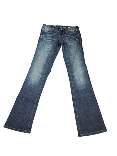MISS ME Stretch Jeans Mid-Rise 5-POCKETS Bootcut Jeans 27x32 Angel Wings Studs