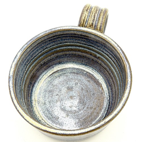 Steve Coburn Soup Mug Studio Pottery Blue Glazed Handle Hand Thrown Signed - Picture 7 of 13