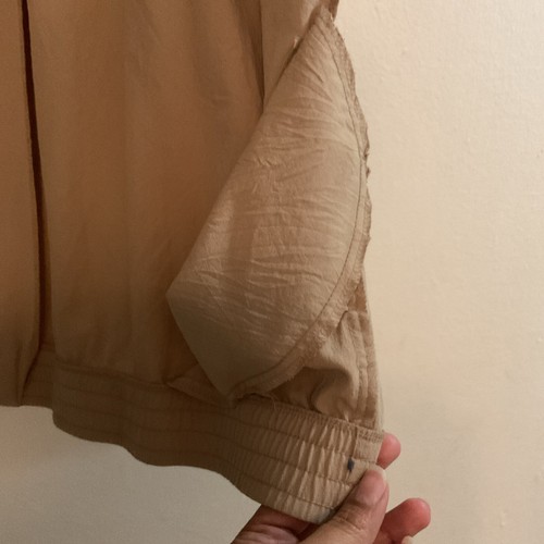VINTAGE TEDDI Tan Full Zip Lightweight Ruched Spring Fall Jacket XL Extra Large - Picture 19 of 19