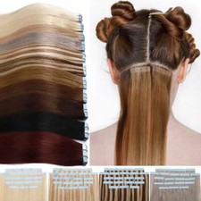 150g Tape In Real Human Hair Extensions Remy Full Head Black Brown Blonde Ombre