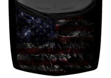 Skull Abstract Horn Zombie Truck Hood Wrap Vinyl Car Graphic Decal 58x65 US Flag