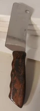 Vtg CATTARAUGUS KITCHEN CLEAVER KNIFE Brown Grip Handle Cutlery USA Cook Chef