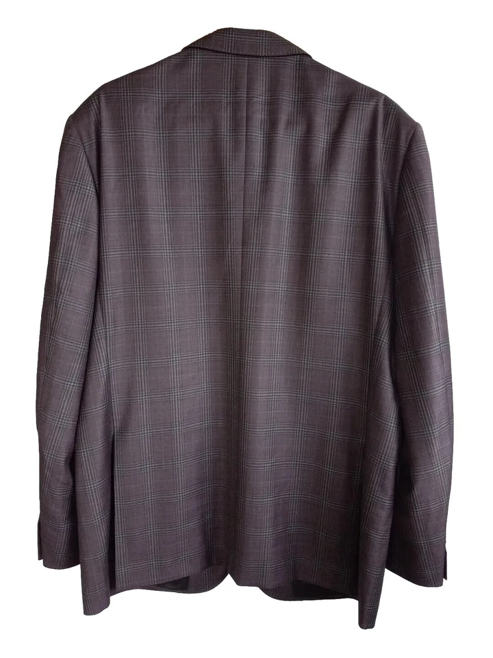 Blazer de lana PAL ZILERI para hombre talla 54R 2 botones a cuadros púrpura forro de viscosa Italia Foto 3 de 4