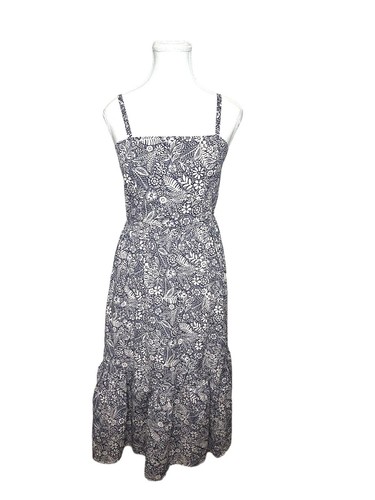 Evereve Talia Squareneck Floral Midi Dress Blueprint Size S EUC