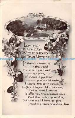 R368076 Loving Birthday Wishes to My Dear Mother Village and Flowers W and K No