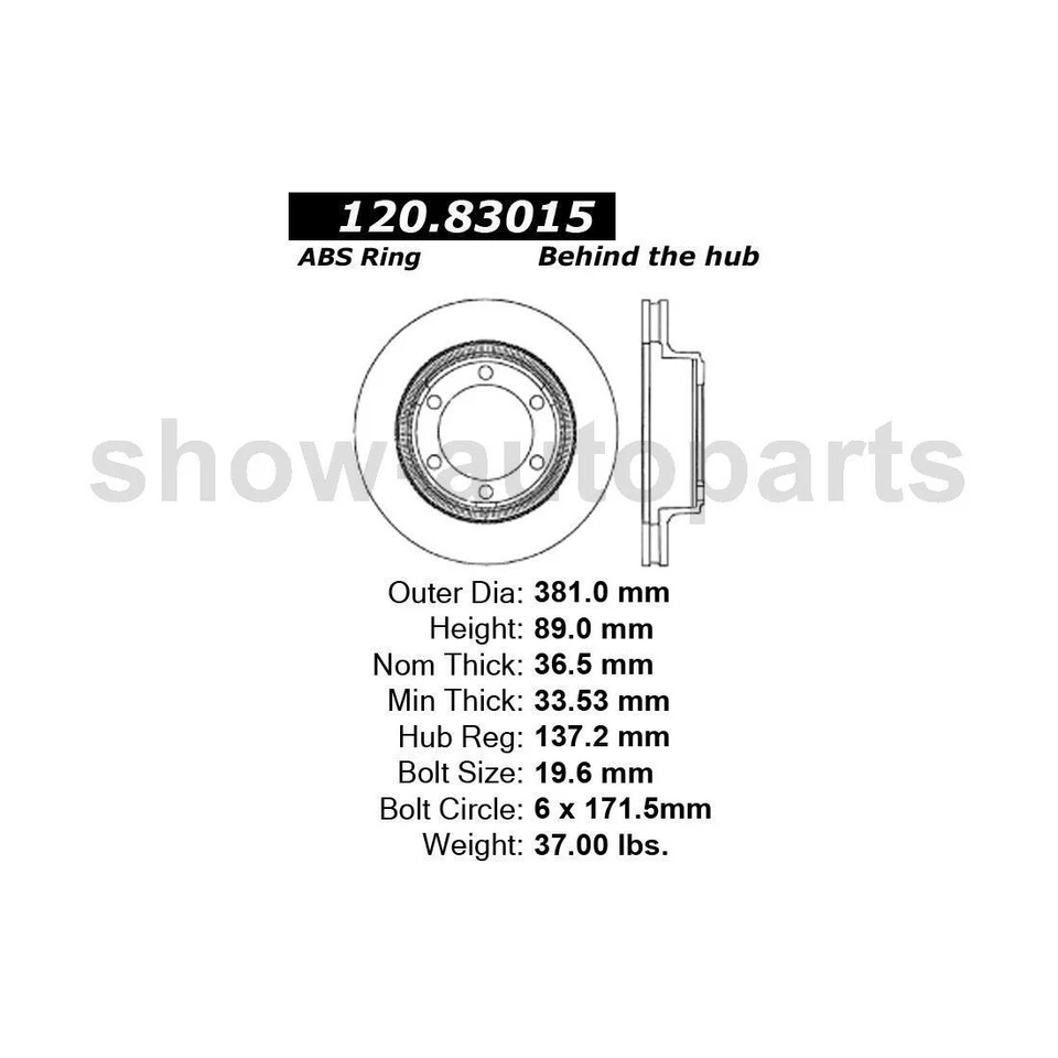 Rotor de freno de disco delantero trasero Centric Parts 2 para Peterbilt 325 2008-2010 Foto 4 de 4