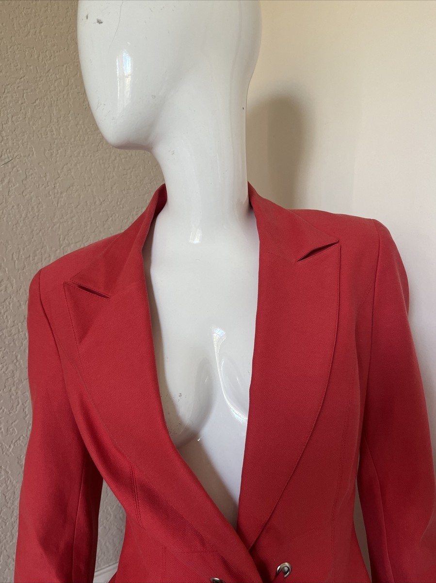 STATE OF CLAUDE MONTANA Coral Red Cotton Lined Lace-Up Front