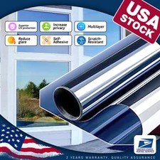 Bule One Way Mirror Privacy Window Film insulation Heat UV Reflective Tint