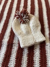 Handmade Crochet Baby Hat Afghan Set, Red White..