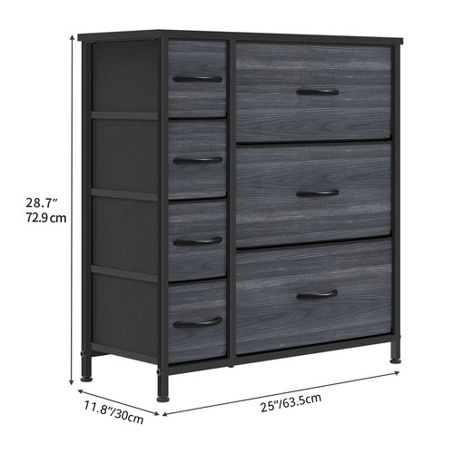7 Drawers Dresser Fabric Storage Closet Tower Organizer Chest of Drawers Black - Picture 5 of 5