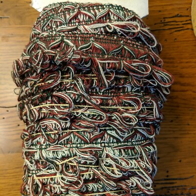 Vintage Conso Trimming Trim Edging Green Red White Loop ~  19 Yards x 1.5  72728