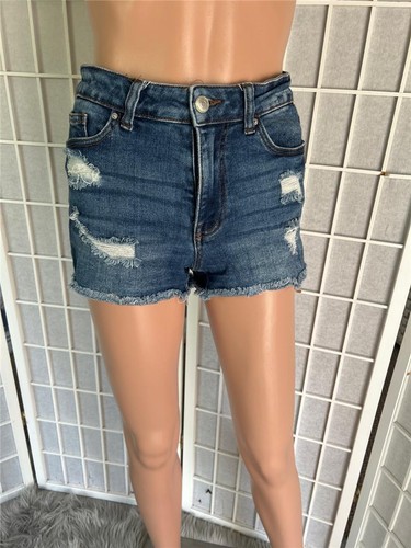 WAX JEAN Distressed Blue Denim Cutoff Shorts Size M Raw Hem - Picture 5 of 6