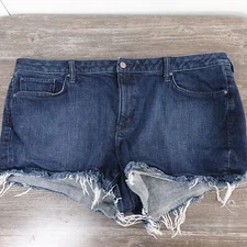 GAP 1969 SLIM CUT-OFFS DARK WASH DENIM BLUE JEAN SHORTS WOMENS 35R