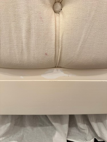 Pottery Barn Kids Blythe Twin Upholstered Bed and Guard Rails French White - Picture 9 of 12