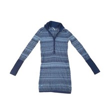 XS Free People Long Slv Sweater Semi Sheer Nordic Thermal Collar Tunic Dress