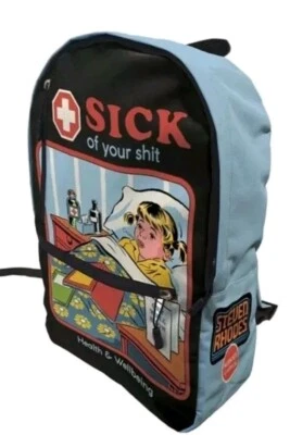 Backpack Rucksack Bag Steven Rhodes Sick Of Your Sh*t Novelty Retro Print New