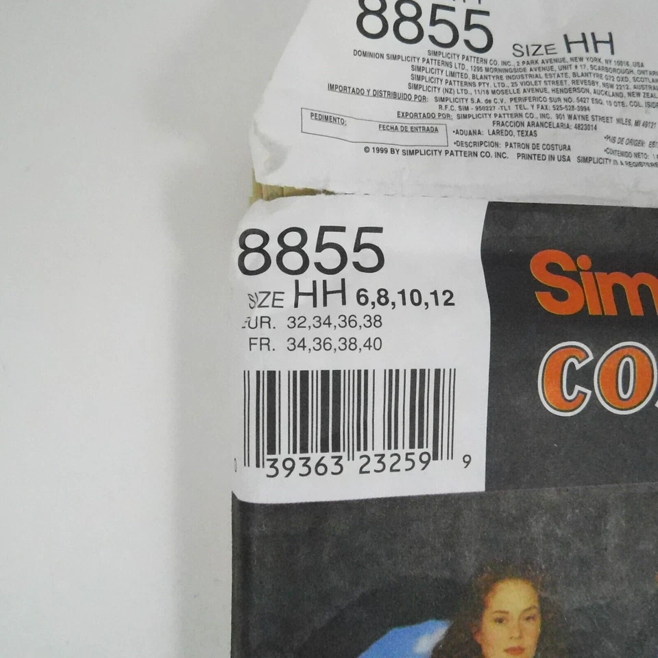 Simplicity 8855 Misses Celtic Dress Costume Hat Pattern Sz 6-12 Uncut Faire Ren - Image 4 of 4