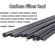 Carbon Fiber Rod OD 1mm 2mm 3mm 4mm 5mm 6mm 7mm 8mm 9mm 10mm 11mm 12mmX500mm