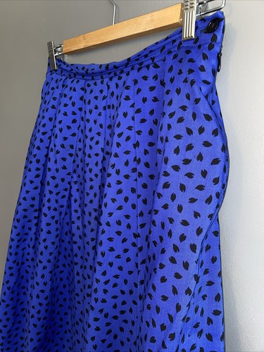 Women’s Vintage Retro Country Casuals Pure Wool Blue Skirt 8 10 12 Made In GB - Picture 2 of 7
