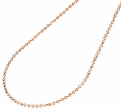 Real 10K Rose Gold Moon Cut Style Link Necklace Chain 2 MM 28''  28 Inch Mens