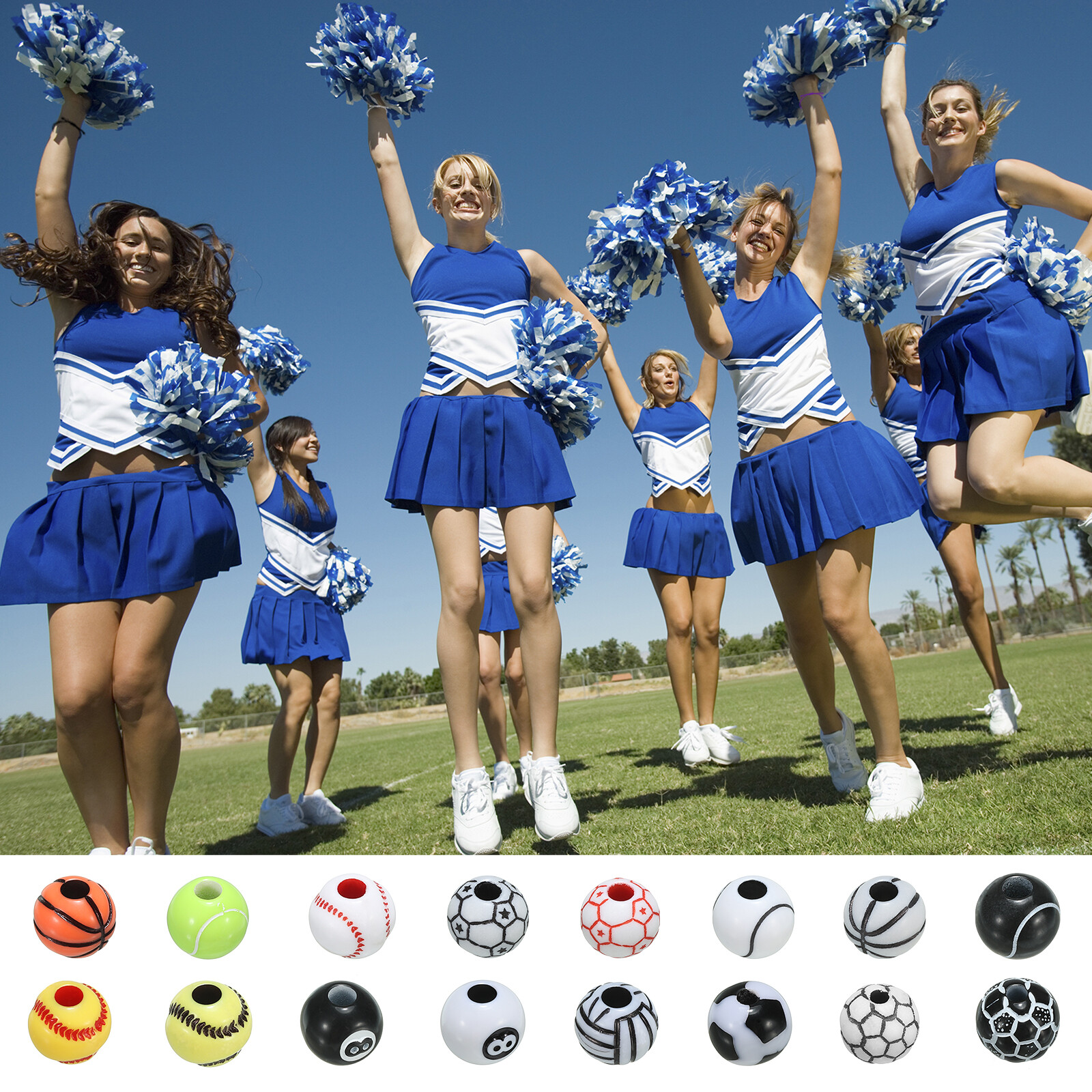 50Pcs Sports Ball Beads Acrylic Softball Beads Bulk Sports Beads Yellow