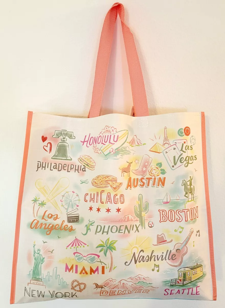 NEW TJMAXX Shopping Bag Travel States Miami Vegas Austin Denver Reusable  Tote