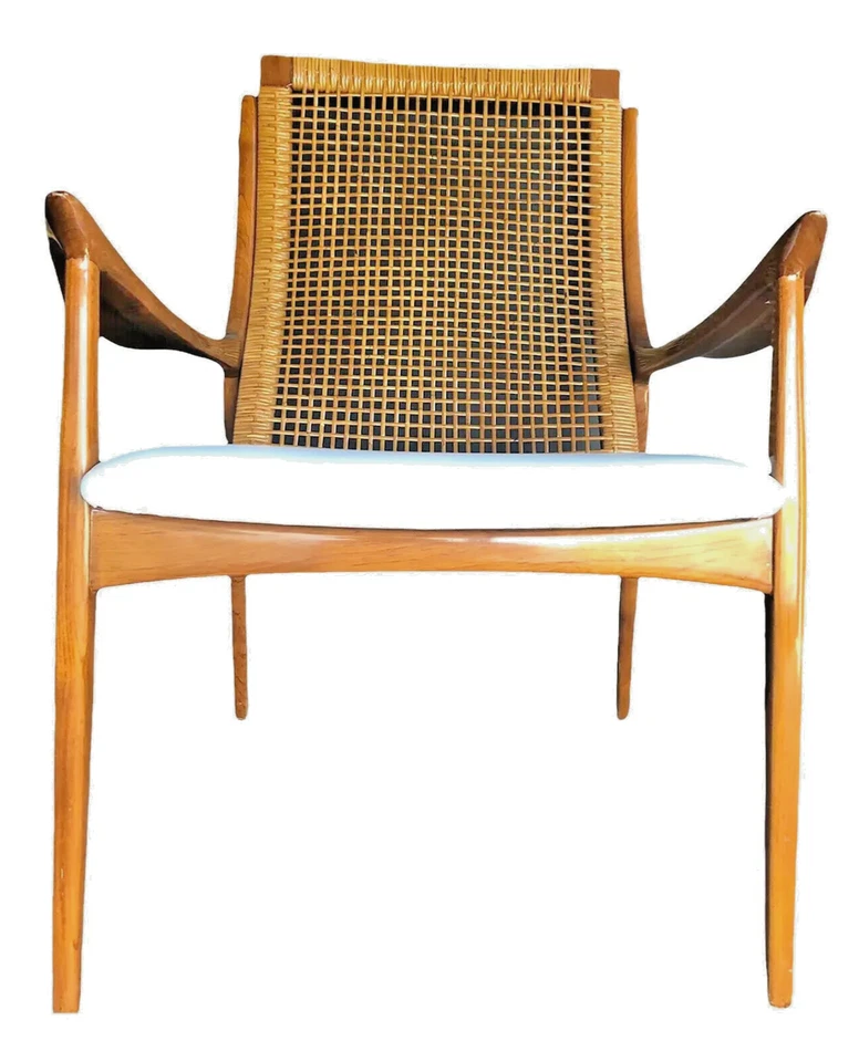 Silla estilo Selig Ib Kofod Larsen mediados de siglo moderna danesa McM madera de nogal Foto 2 de 4