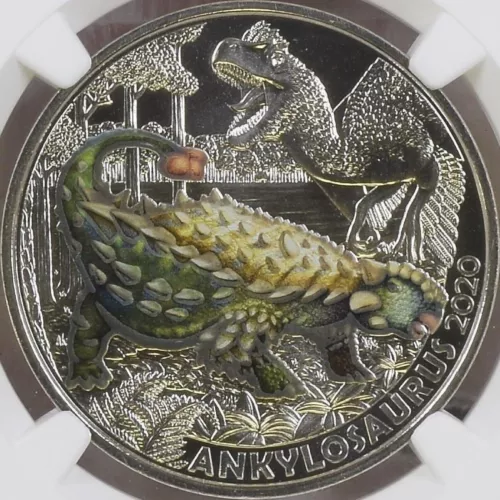 AUSTRIA. 2020, 3 Euro - NGC MS70 - Top Pop 🥇 Glow-In-The-Dark Ankylosaurus CK