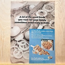 Mrs. Paul’s Frozen Fried Onion Rings 1972 Vintage Print Ad Food Advert 
