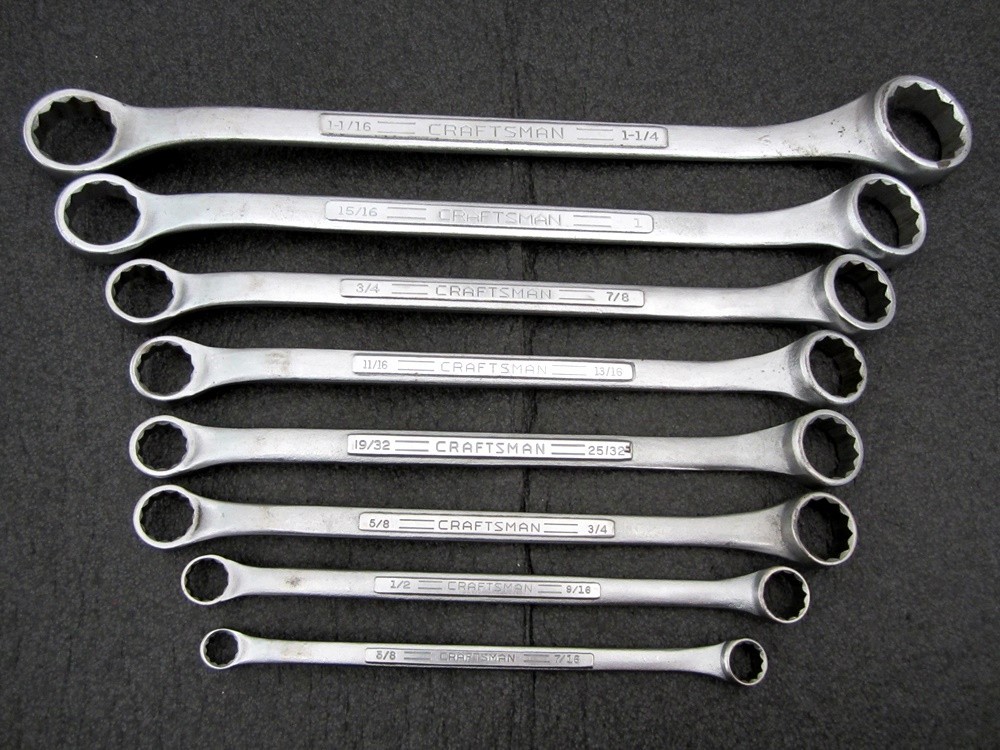 Vintage Craftsman 8pc SAE Box End Offset Wrench Set 3/8" to 1-1/4" USA