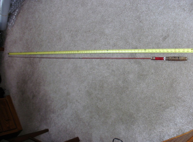 Old, Metal, 83" Telscopic 3 Sect. Fly Rod. Maker Unk., Folds to 37", Wood Handle