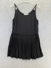 Eloise Women's Mini Dress Pleated Sleeveless Size XS Solid Black Anthropologie