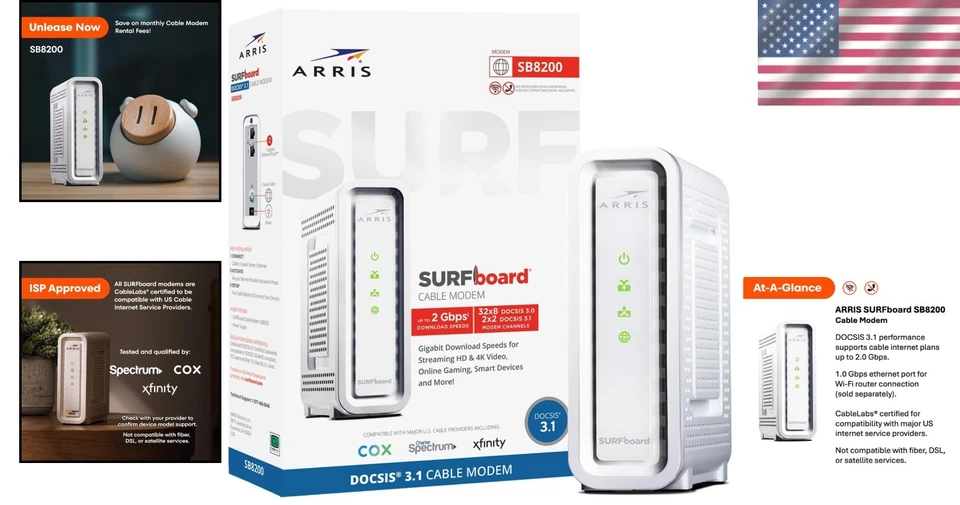 High-Speed DOCSIS 3.1 Cable Modem | 2Gbps | 2 Ethernet Ports - Image 2 of 4