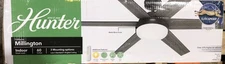 Hunter Millington 60 in. Indoor Matte Black Ceiling Fan with Light and Remote