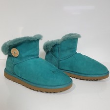 UGG Mini Bailey Button II Turquoise Teal Boots Size UK 6.5 EU 39