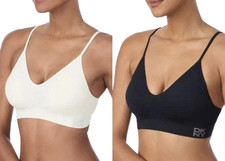 New DKNY Ladies 2pk Seamless Bra Large L 36-38 C/D Black Ivory