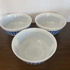 Vintage Lot of 3 Pyrex #403 Glass Blue Polka Dot Mixing Bowls 2.5 qt.