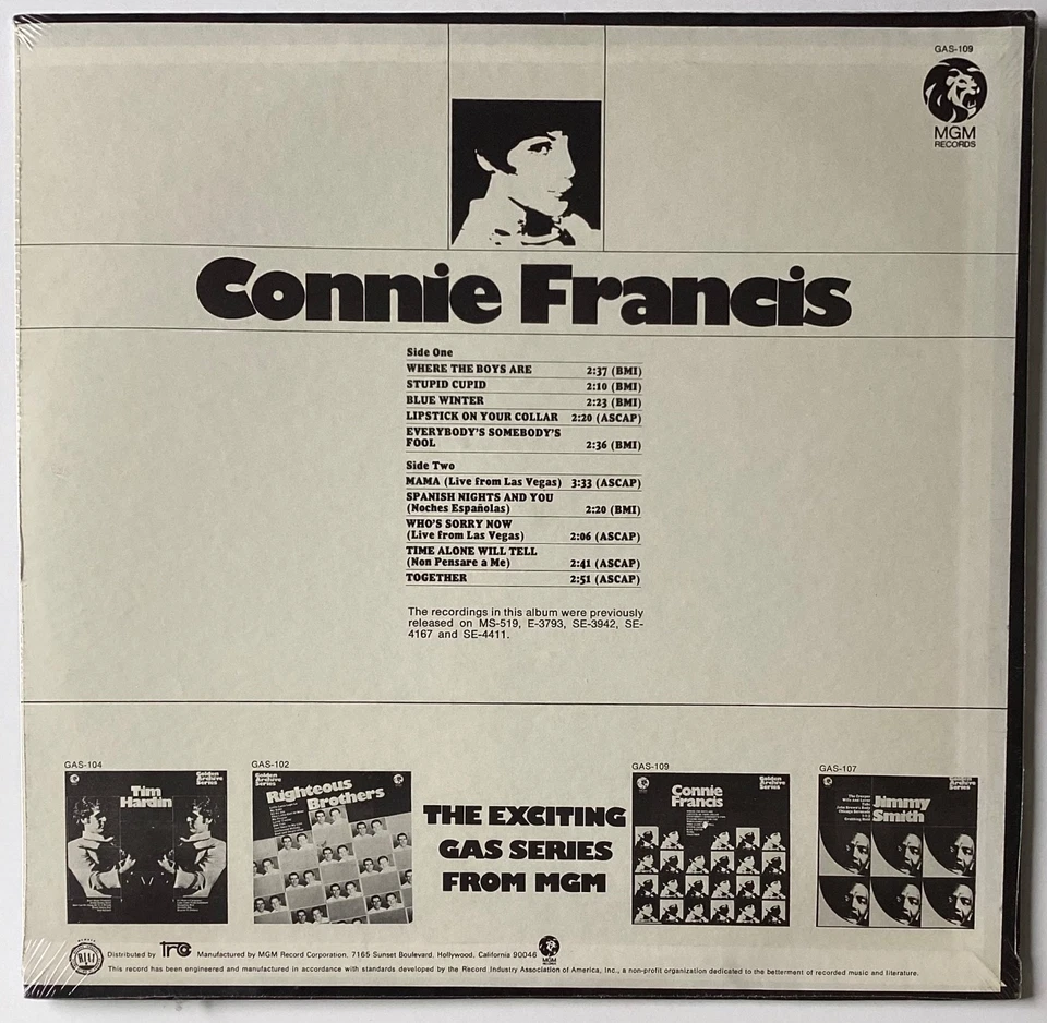 CONNIE FRANCIS~Golden Archive Series *SEALED* Orig 1970 BEST OF/GREATEST HITS LP - Image 2 of 4